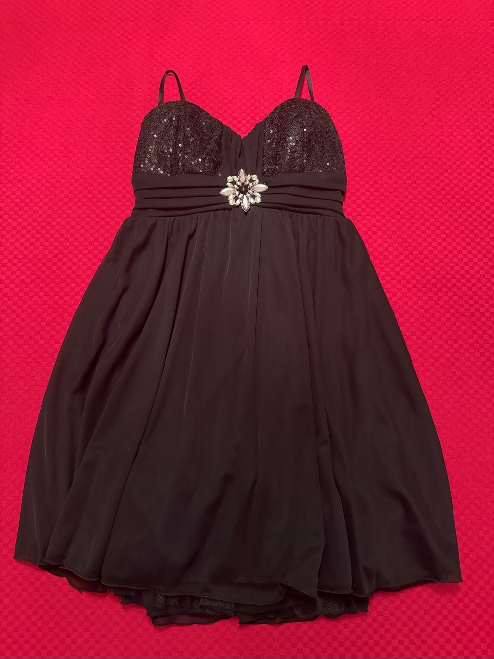 Y2K Black Embellished Spaghetti-Strap Cocktail Dress